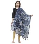 Blue Colored Digital Print Soft Chanderi Dupatta with Tassels