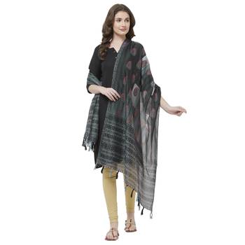 Black Colored Digital Print Soft Chanderi Dupatta with Tassels 4