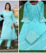 Sky-blue gotta patti rayon salwar