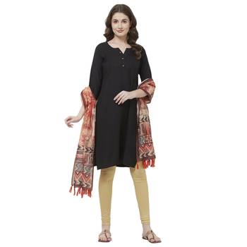 Rust Colored Digital Print Soft Chanderi Dupatta with Tassels 4