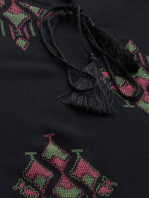 Women's Black Colour Khadi Print Straight Rayon Kurta 4