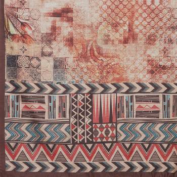 Rust Colored Digital Print Soft Chanderi Dupatta with Tassels 5