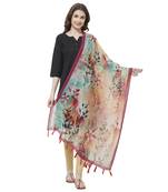Multi Colored Digital Print Soft Chanderi Dupatta with Tassels