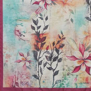 Multi Colored Digital Print Soft Chanderi Dupatta with Tassels 5