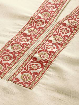 Women's Cream Colour Solid Straight Polysilk Kurta 4