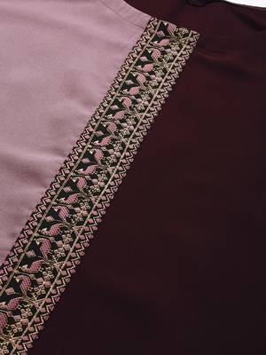 Women's Brown Colour Solid Straight Crepe Kurta 4