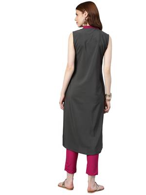 Women's Pink Colour Solid Straight Crepe Kurta 2