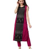 Women's Pink Colour Solid Straight Crepe Kurta