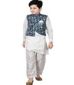 Green plain cotton silk boys-kurta-pyjama
