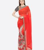 multicolor printed georgette saree with blouse