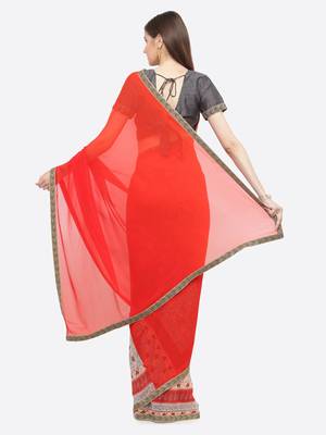 multicolor printed georgette saree with blouse 2