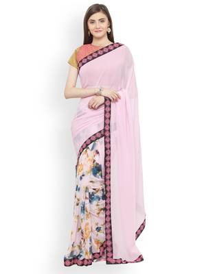 multicolor printed georgette saree with blouse 1