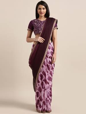multicolor printed georgette saree with blouse 1