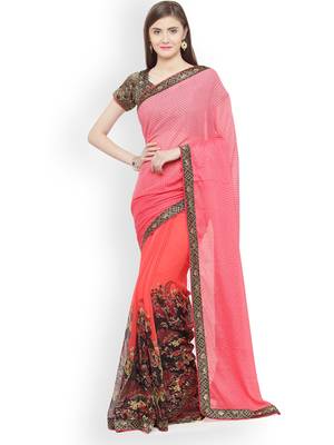 multicolor printed georgette saree with blouse 1