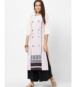 Cream Printed Crepe Kurti