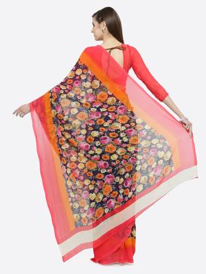 multicolor printed georgette saree with blouse 2