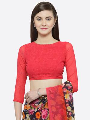 multicolor printed georgette saree with blouse 4