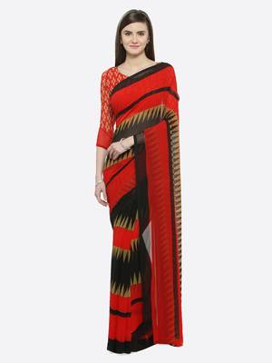 multicolor printed georgette saree with blouse 1