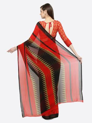 multicolor printed georgette saree with blouse 2
