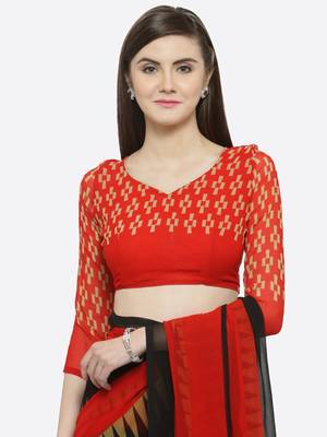 multicolor printed georgette saree with blouse 4