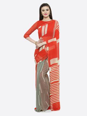 multicolor printed georgette saree with blouse 1