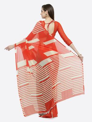 multicolor printed georgette saree with blouse 2