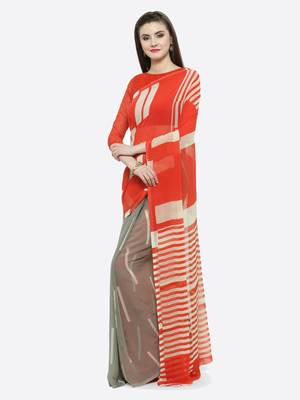 multicolor printed georgette saree with blouse 3