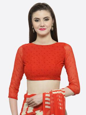 multicolor printed georgette saree with blouse 4