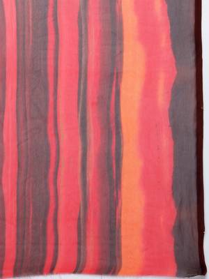 Orange printed georgette saree with blouse 5