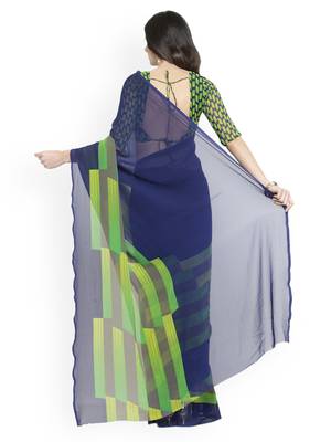 multicolor printed georgette saree with blouse 2