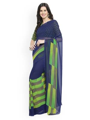 multicolor printed georgette saree with blouse 3