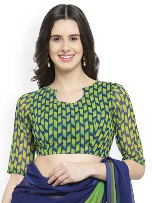 multicolor printed georgette saree with blouse 4