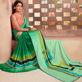Green embroidered Georgette saree with blouse 1