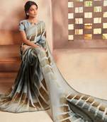 Grey embroidered Crepe saree with blouse
