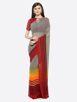 multicolor printed georgette saree with blouse 1