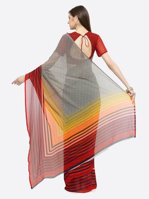 multicolor printed georgette saree with blouse 2