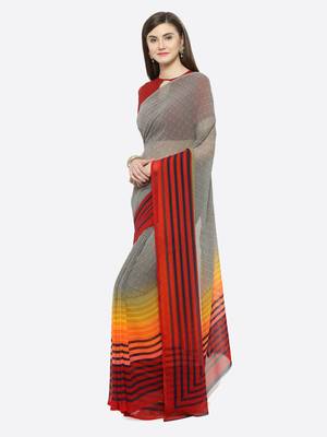 multicolor printed georgette saree with blouse 3