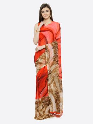 multicolor printed georgette saree with blouse 1