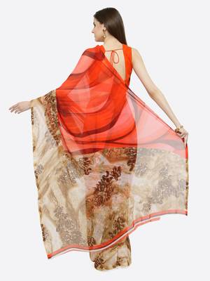 multicolor printed georgette saree with blouse 2