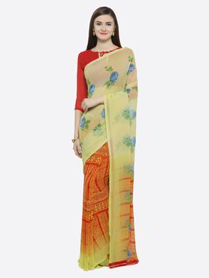 multicolor printed georgette saree with blouse 1