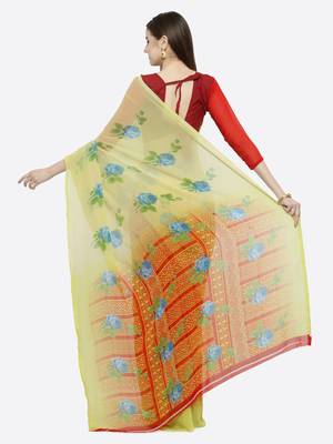multicolor printed georgette saree with blouse 2