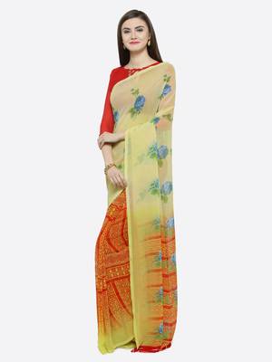 multicolor printed georgette saree with blouse 3
