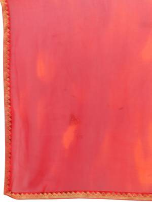 Red printed georgette saree with blouse 5