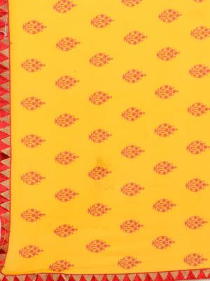 Mustard printed georgette saree with blouse 5