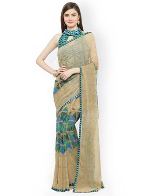 multicolor printed georgette saree with blouse 1