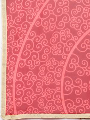 Pink printed georgette saree with blouse 5