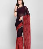 Purple printed georgette saree with blouse