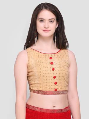 Red printed georgette saree with blouse 3