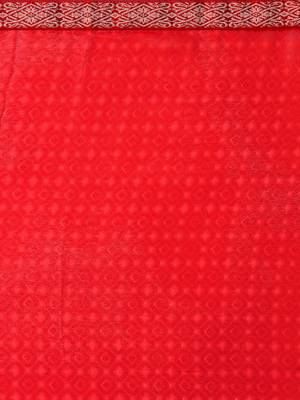 Red printed georgette saree with blouse 5