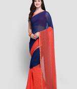 Blue printed georgette saree with blouse